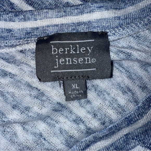 Berkley Jensen long sleeve Blue Striped V-Neck Top XL polyester Rayon - Picture 5 of 7
